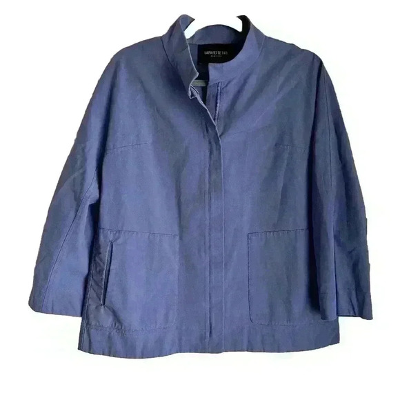 Lafayette 148 New York Susanne Patch Pocket Zip Up Jacket in Bluebird SMALL - Picture 1 of 6